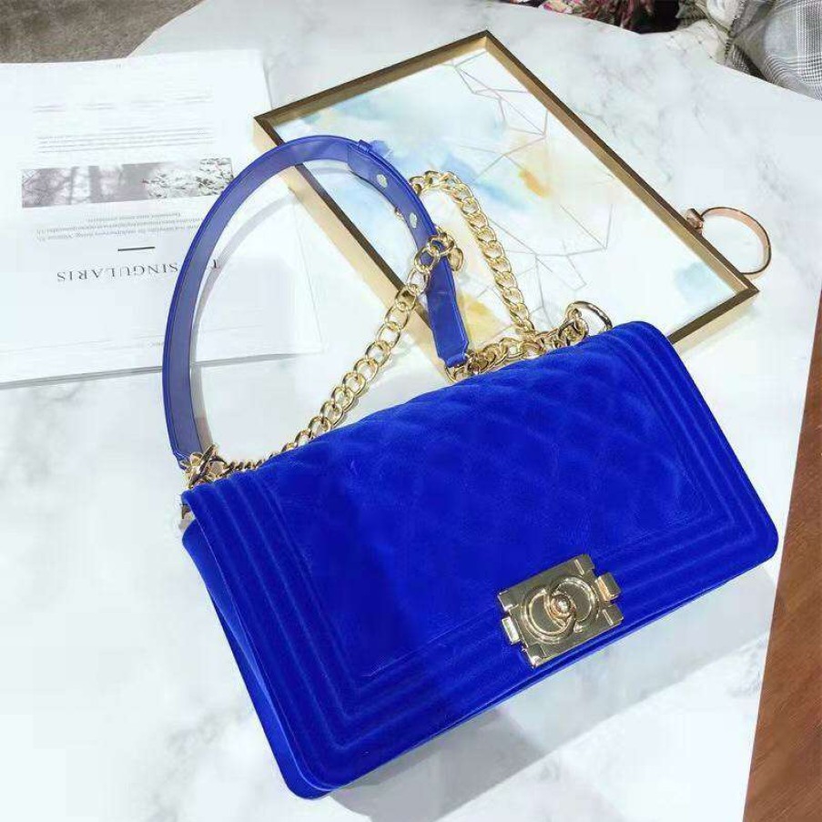 Accessories * | China What'S New 5012 Blue Velvet Purse (Large)