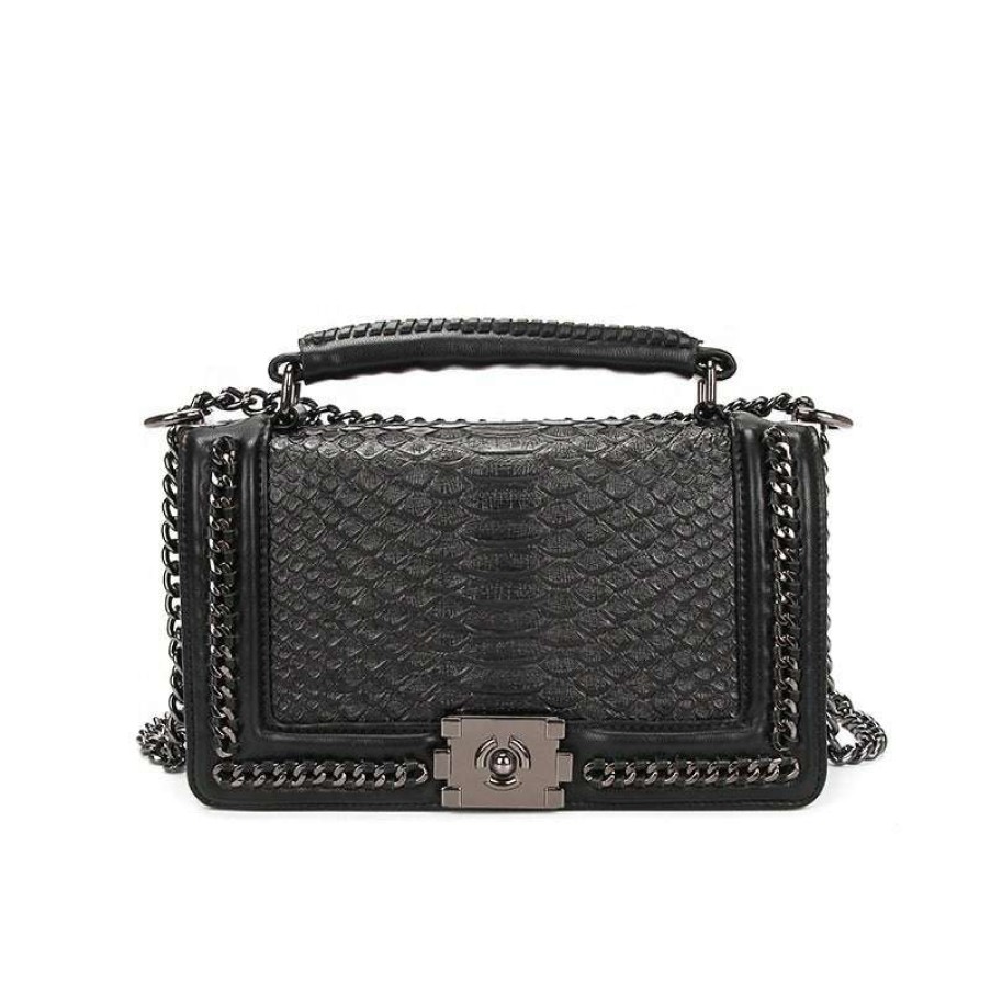 Accessories * | China What'S New 9079 Purse Black Python