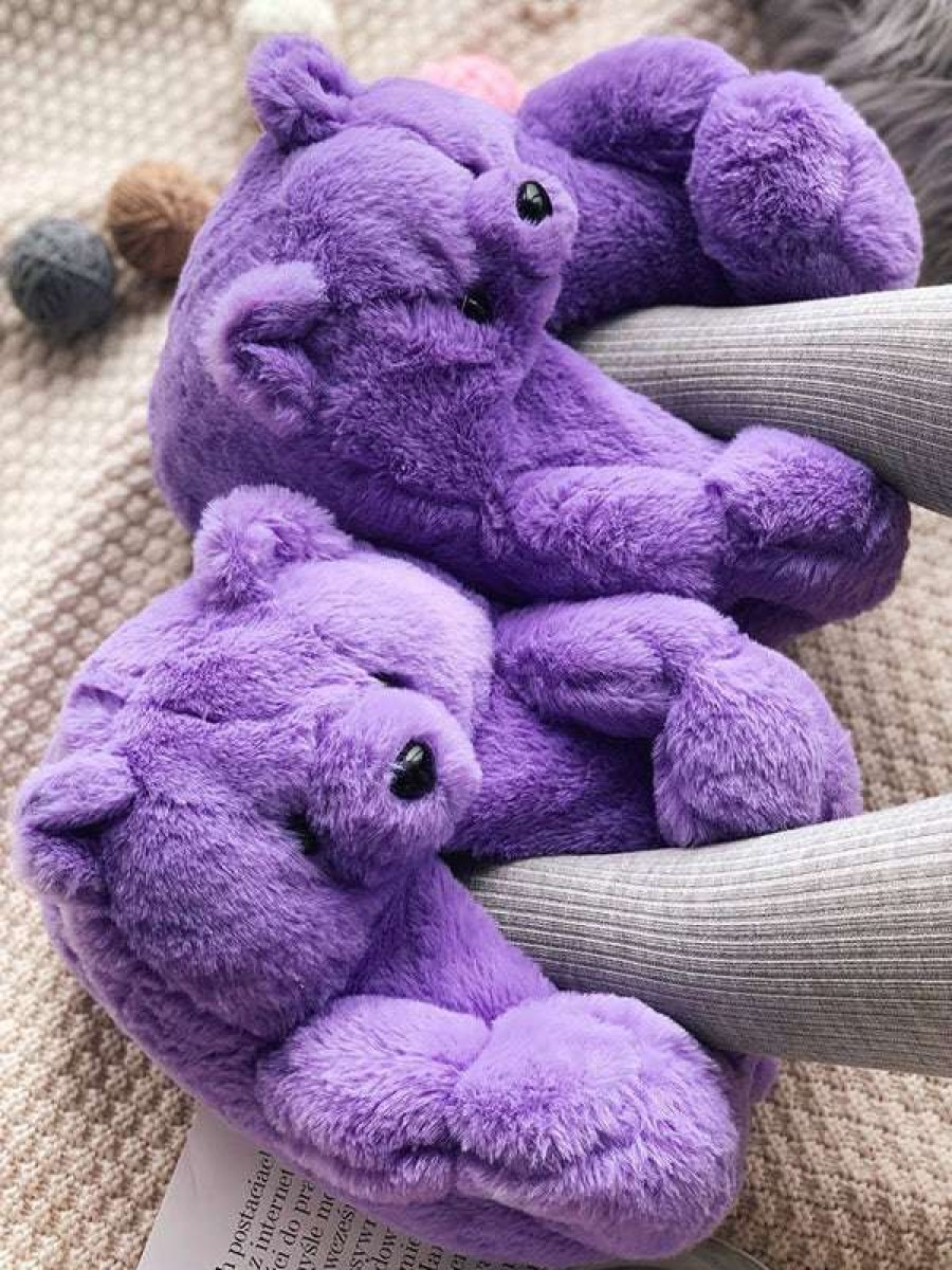 Shoe Type * | China Teddy Bear Slippers Purple