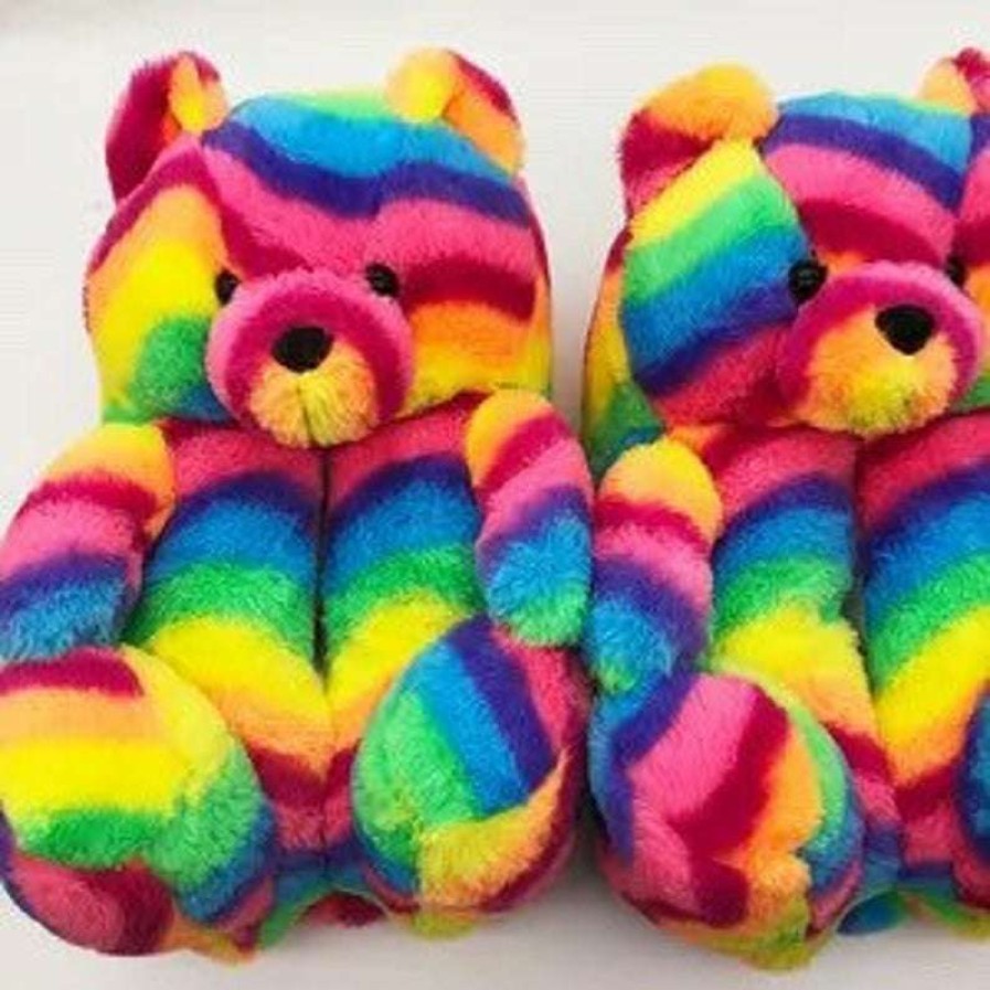 Shoe Type * | China Teddy Bear Slippers Rainbow Multicolor