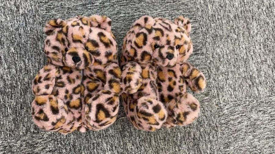 Shoe Type * | China Teddy Bear Slippers Pink Leopard What'S New