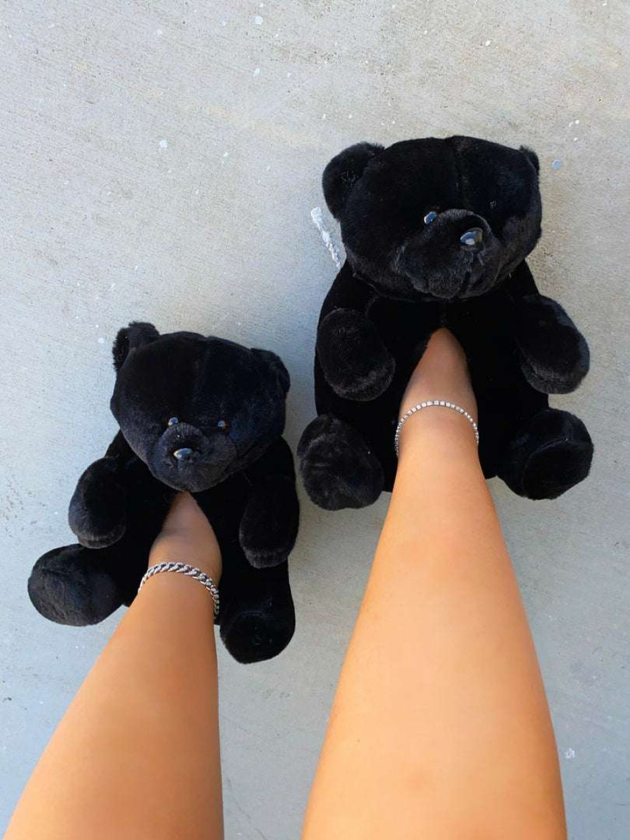 Shoe Type * | Springland Plush01 Teddy Bear Slippers Black