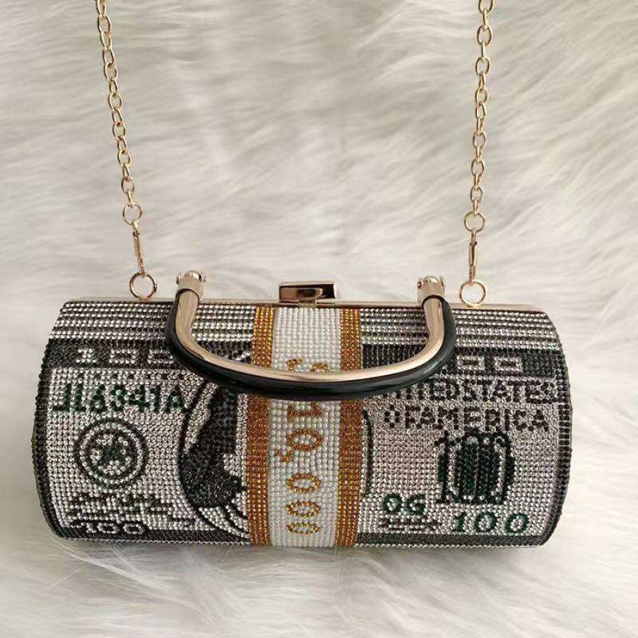 Accessories * | China 2097 Black Money Roll Clutch