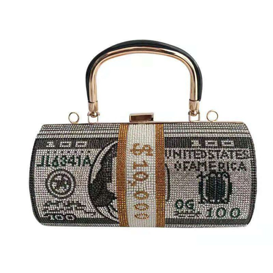 Accessories * | China 2097 Black Money Roll Clutch