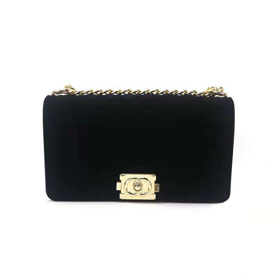 Accessories * | China What'S New 5012 Black Velvet Purse (Large)