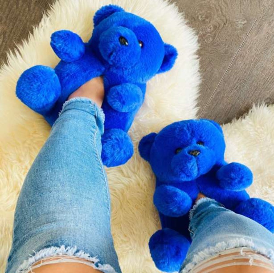 Shoe Type * | China What'S New Teddy Bear Slippers Royal Blue