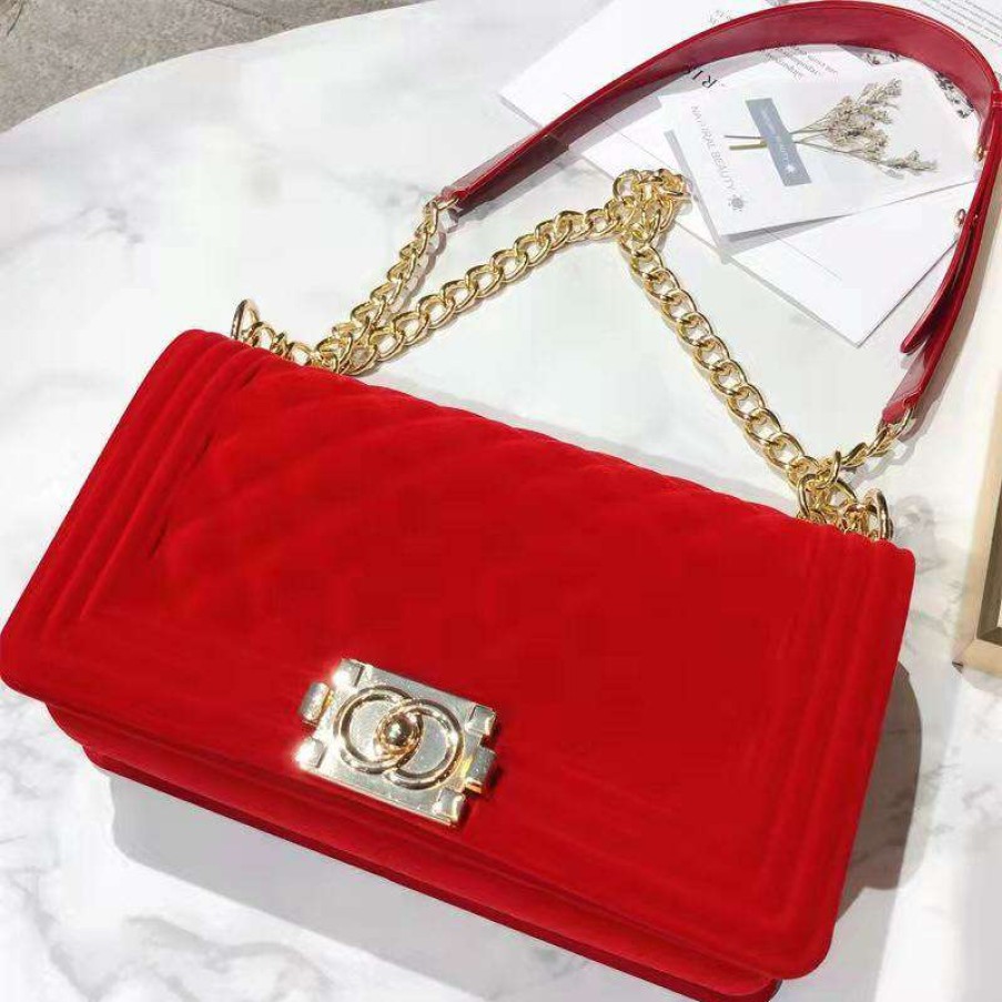 Accessories * | China What'S New 5012 Red Velvet Purse (Large)