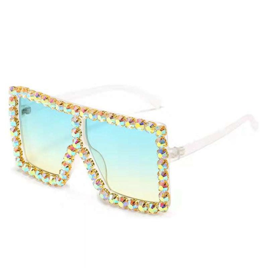 Accessories * | China What'S New Bling Sunglasses White/Aqua