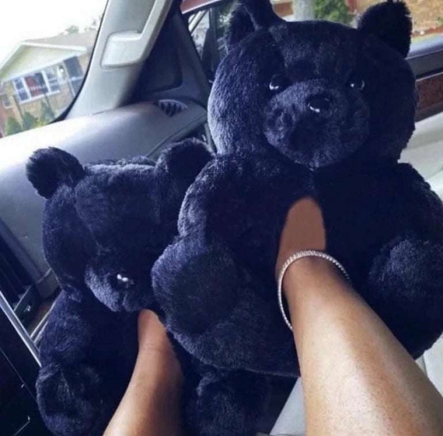 Shoe Type * | China Teddy Bear Slippers Black What'S New